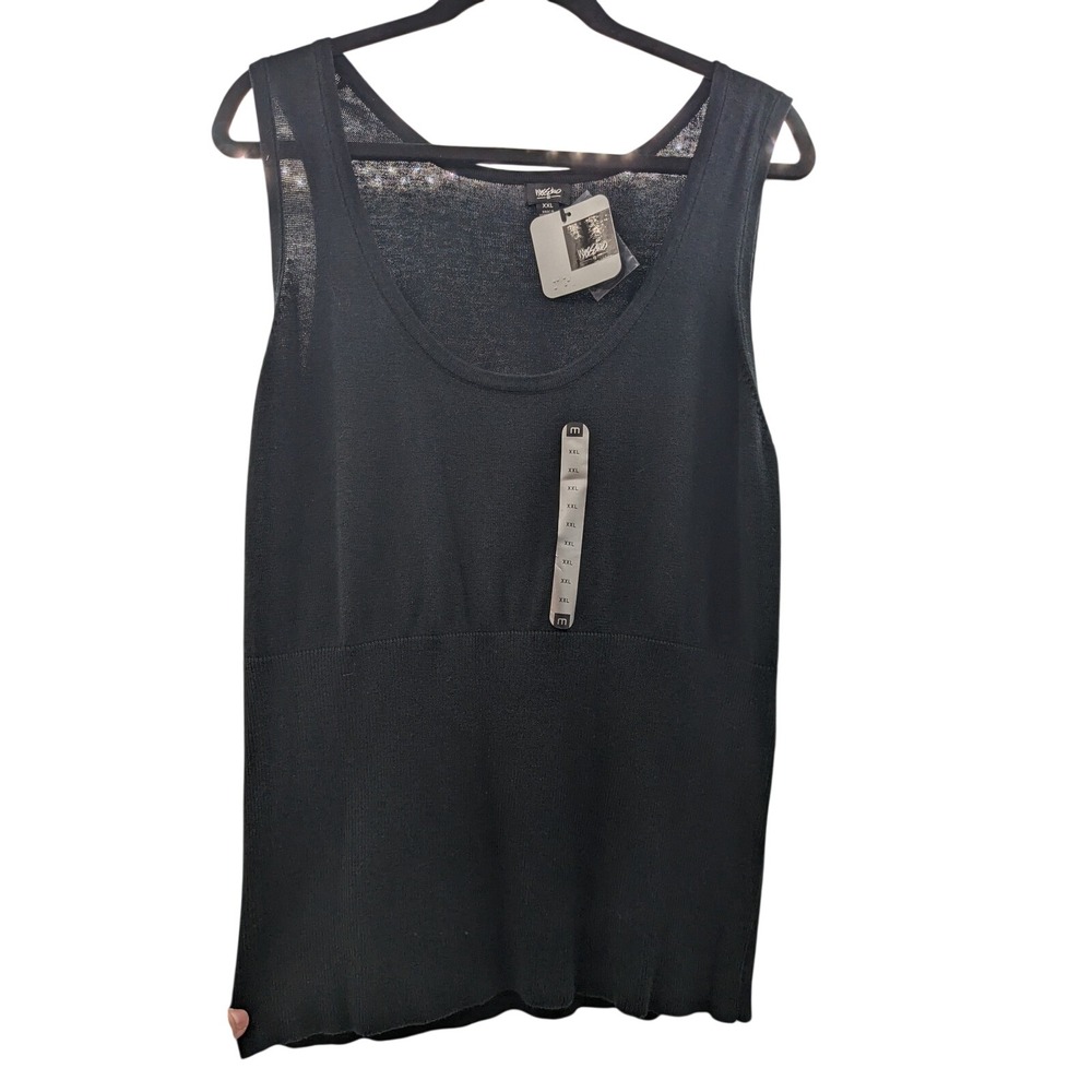 Vintage Mossimo Black Knit Sleeveless Scoop Neck Top XXL NWT Deadstock